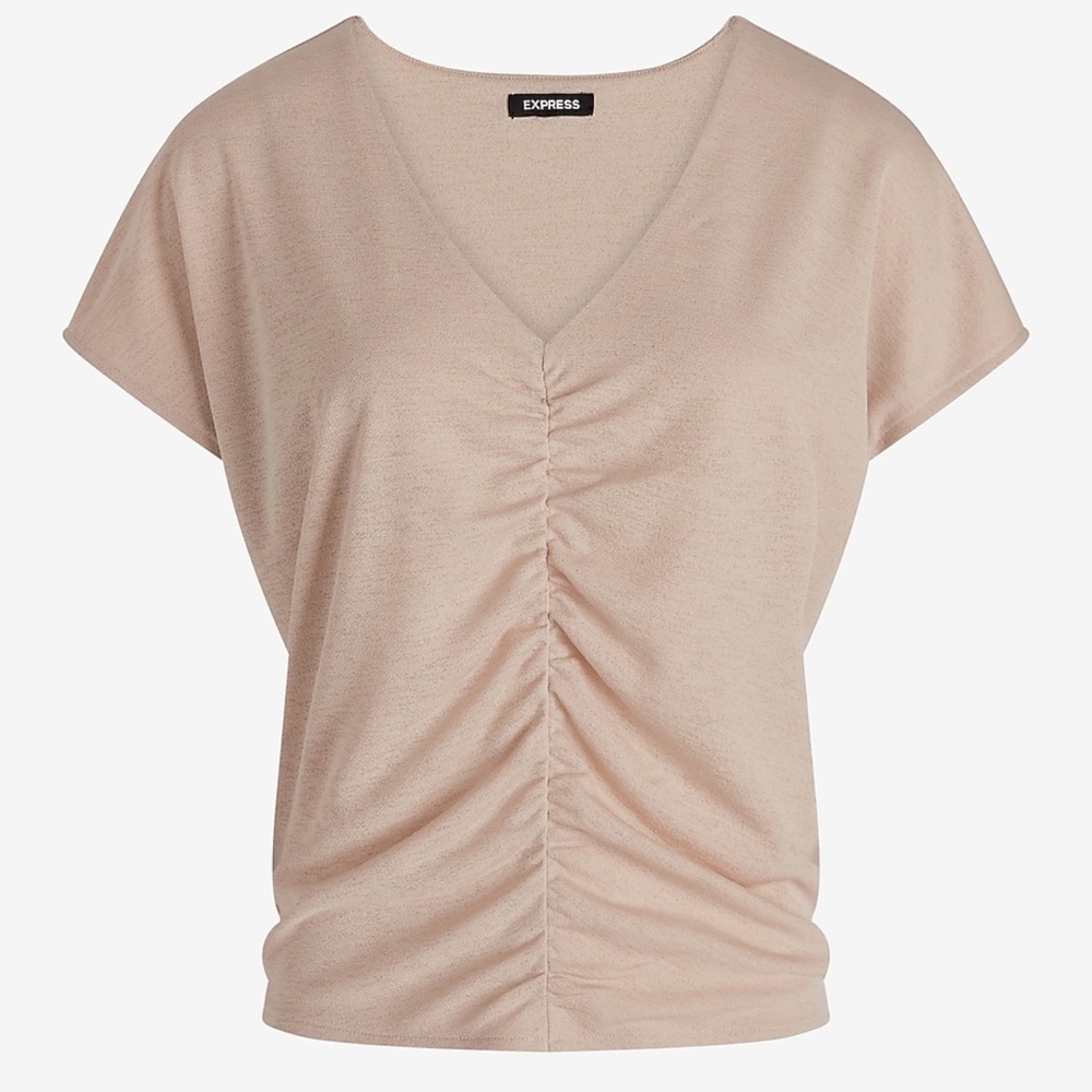 NWT Express Relaxed V-Neck Ruched Tee Size Small - Picture 4 of 11